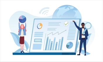 People conducting competitor analysis in a computer