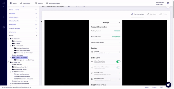 Video of the Chime's Card features