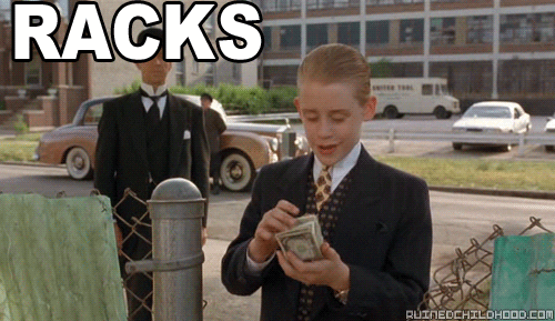 Ricky counting money saying "Racks on racks on racks"