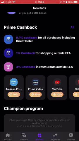 Image showing the Prime Cashback feature of VIvid