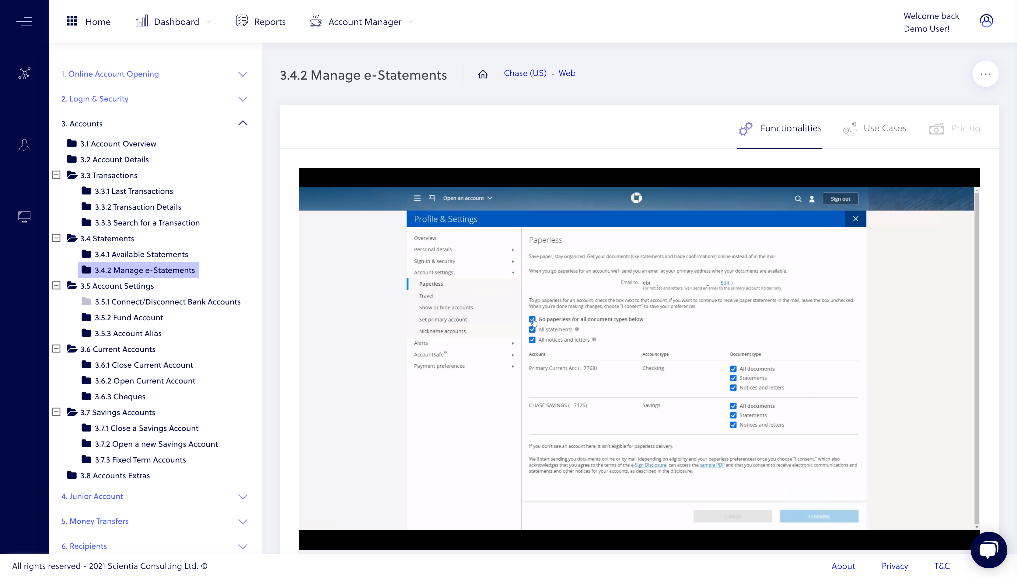 Chase financial statements management