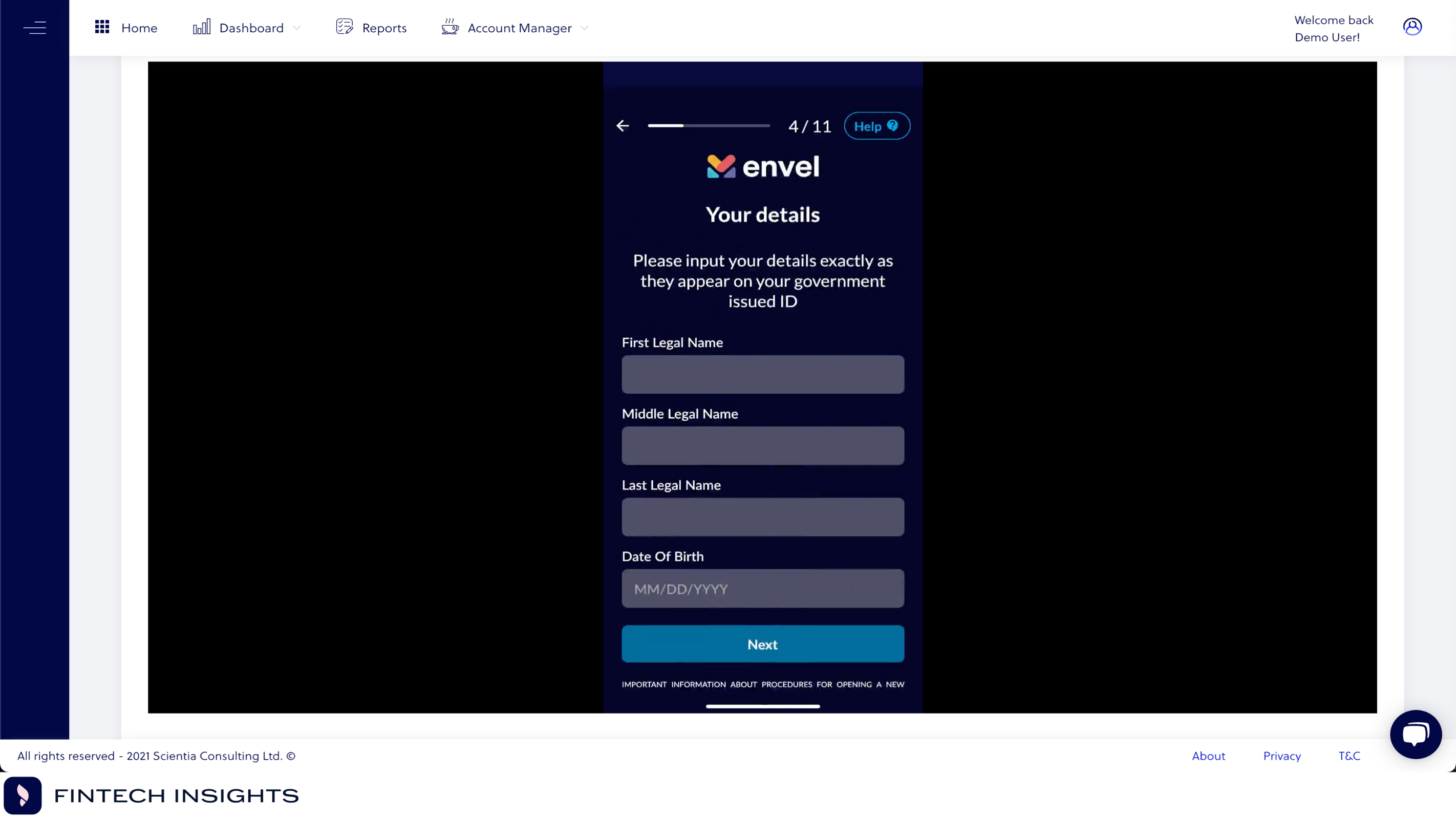 Image of a progress bar in Envel's KYC