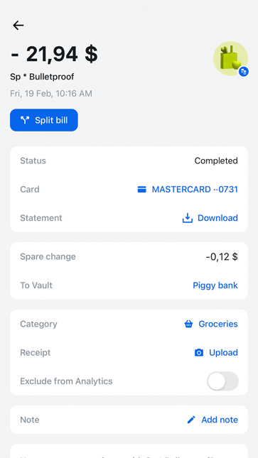 Revolut splitting the bill feature