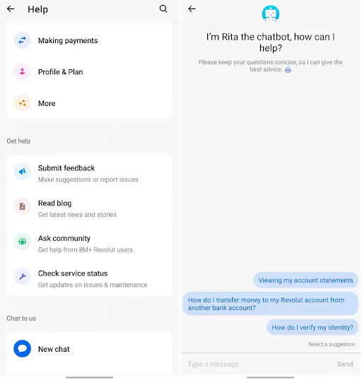 Revolut support features